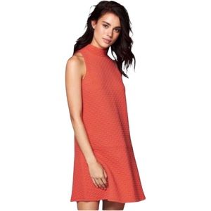 Abercrombie & Fitch Retro Quilted Mod Mock Neck Drop Waist Tangerine Mini Dress